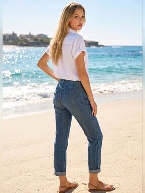 French Dressing Olivia Pintuck Wide-Leg denim pants Size 6